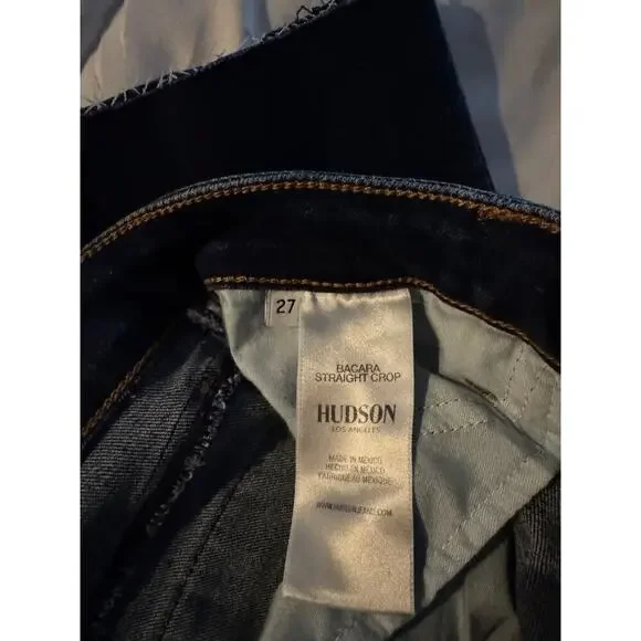 Hudson Bacara Jeans, 27, blue, straight leg. raw hem. low rise. Hippie, Y2K - Picture 3 of 5